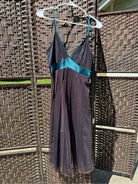Sheer Black Slip Dress with Teal Satin Band